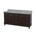 thumbnail image 3 of KBC Bella 72" Solid Wood Double Bathroom Vanity w/ Carrara Stone in Chocolate, 3 of 8