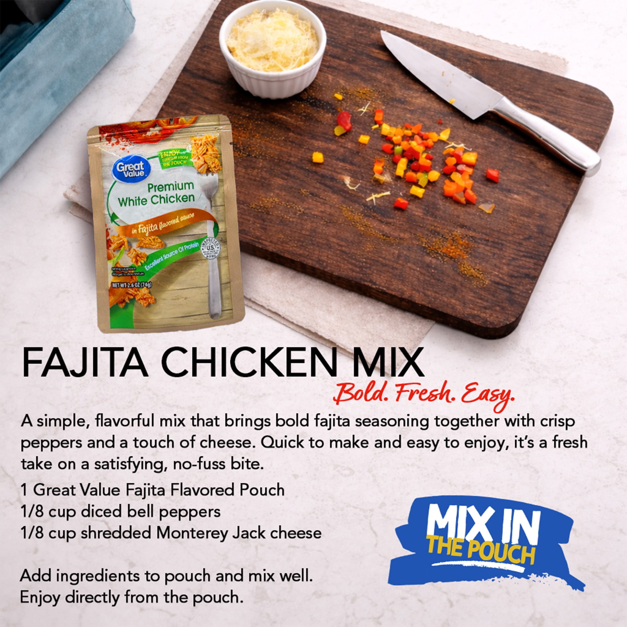 3 pack) Great Value Premium White Chicken, in Fajita Flavored