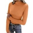 thumbnail image 3 of Bovxnpu Women Long Sleeve Shirts Basic Tee Casual T-Shirt Women's Rib Knit Turtleneck Long Sleeve Thermal Layering Casual Tops, 3 of 8