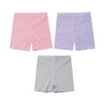 thumbnail image 4 of Alvivi Kids Girls 3 Pack Silk Shorts Gymnastics Dance Bike Athletic Bottom Safety Shorts Under Party Dress Gray&Pink&Purple 9-10, 4 of 5