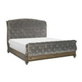 thumbnail image 2 of Chantel 4 Pc Queen Bedroom Set, Velvet Sleigh Design, Weathered Wood, 2 of 6