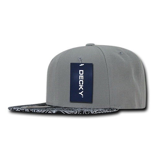 Decky 1093 Bandanna Snapbacks, Grey/Black