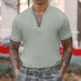 thumbnail image 2 of Birdeem Mode Homme Décontractée Col Montant Solide Chandail à Fermeture Éclair Manches Courtes Blouse, 2 of 9