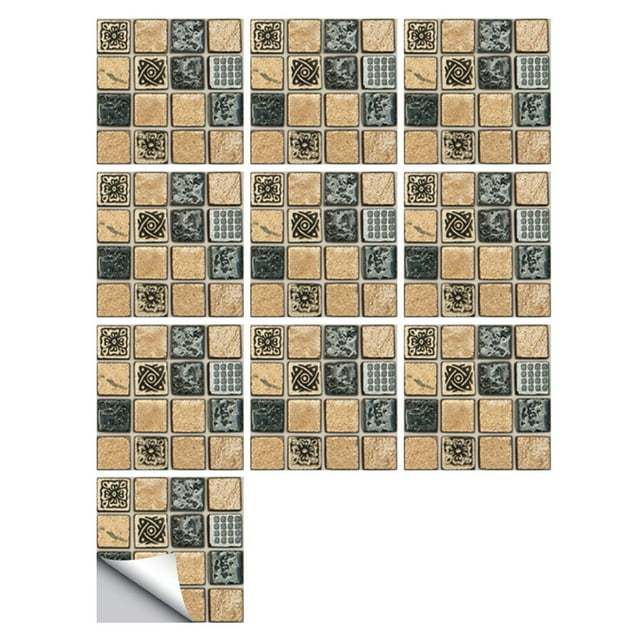 10 pegatinas de pared de ladrillo, papel pintado autoadhesivo, removible e impermeable. B 15x15cm