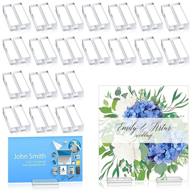 25Pcs Acrylic Stands Place Card Holders Table Number Stands Desktop Clear Card Display Stand Transparent Acrylic Sign Holders for Wedding Photos Office Menu Meeting