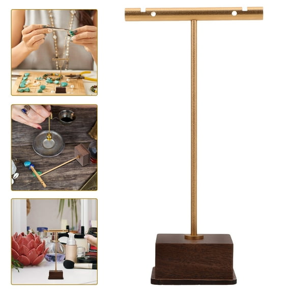 STOBOK Jewelry Display Stand for Vendors Counter Metal Golden 1Set