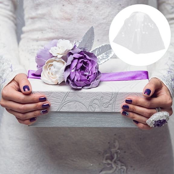 MEIBUTYUP White Bridal Face Veil with Comb, Romantic Short Wedding Veil Hair Accessory for Bride Decoration