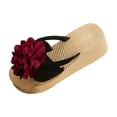 thumbnail image 5 of Mepaouo Platform Flip Flops for Women 2025 Flower Wedge Thong Sandals Summer Beach Slip on Slides, 5 of 6