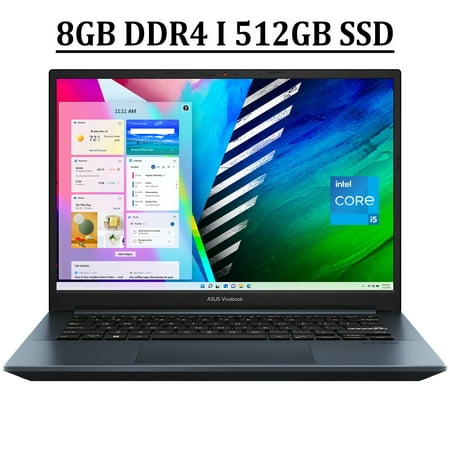 ASUS VivoBook Pro 14 Business Laptop 14" WQXGA+ OLED Display 11th Gen Intel Quad-Core i5-11300H Processor 8GB DDR4 512GB SSD Intel Iris Xe Graphics Backlit Fingerprint Thunderbolt HDMI Win10 Blue