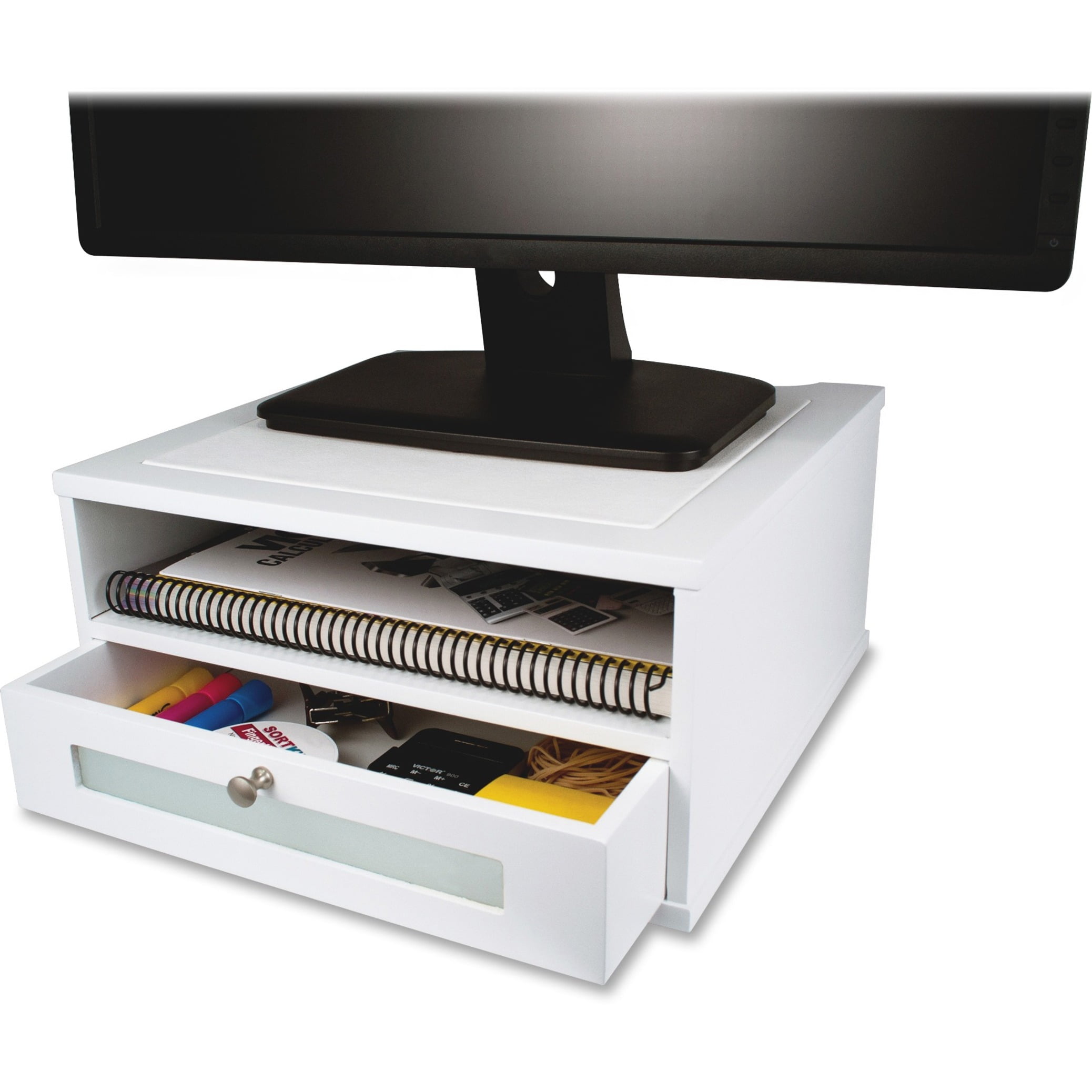 Victor Pure Monitor Riser - Stand - for monitor - metal, glass, wood ...