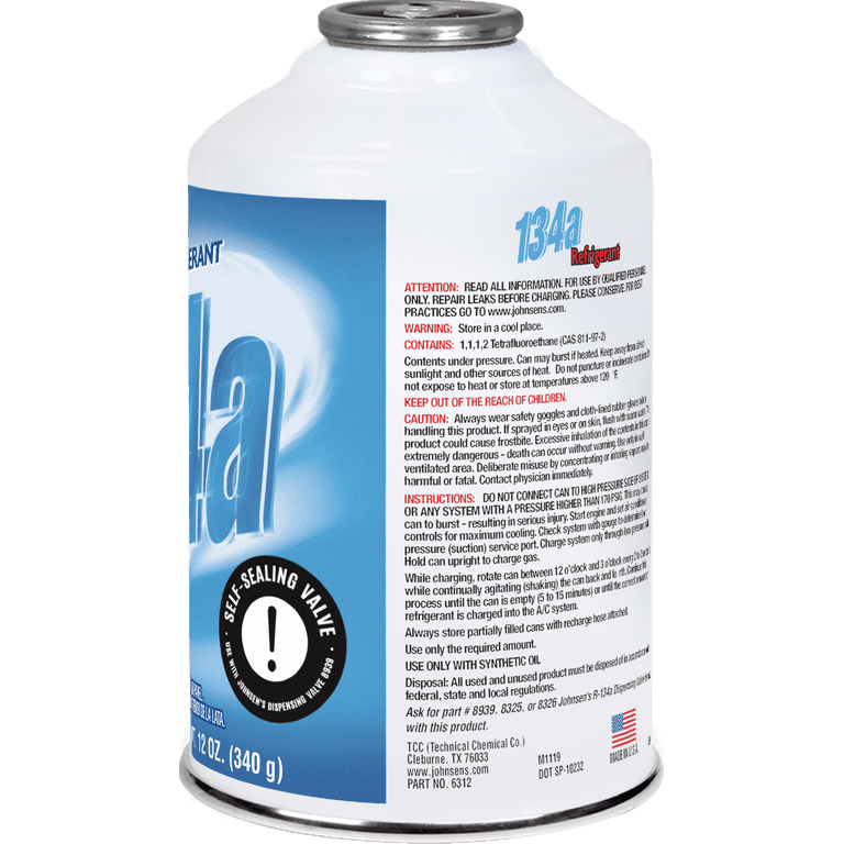 Johnsen's 6312 R-134a A/C Refrigerant, 12 oz, Single - Walmart.com