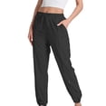 thumbnail image 4 of Tittly Baggy Pants Lounge Pants Women Teen Girls Bottom Sweatpants Baggy High Waist Elastic Jogger Pants Drawstring Athletic Pants Y2K Preppy Pants Sweatpants Women Womens Pants Black L, 4 of 6