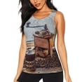 thumbnail image 2 of Uemuo Oil Lamp Coffee Beans Pattern Workout Tank Tops for Women Breathable Moisture-wicking tank top Sleeveless Running Loose Fit Yoga Tops Active Shirts Sports Gym Exercise, 2 of 9