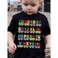 thumbnail image 1 of Camisetas elegantes de verano para niños con un bonito diseño de manga corta con un estampado de tren del alfabeto... 26 letras., 1 of 6