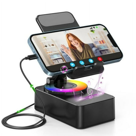 IMOLI Wireless Audio Induction Bluetooth Speaker with Emergency Charging 5in1 Phone Holder Power Bank LED Nightlight for Tablet iPhone Android 5.3 Connectivity 1500mAh Battery 100Hz-20kHz Frequency
