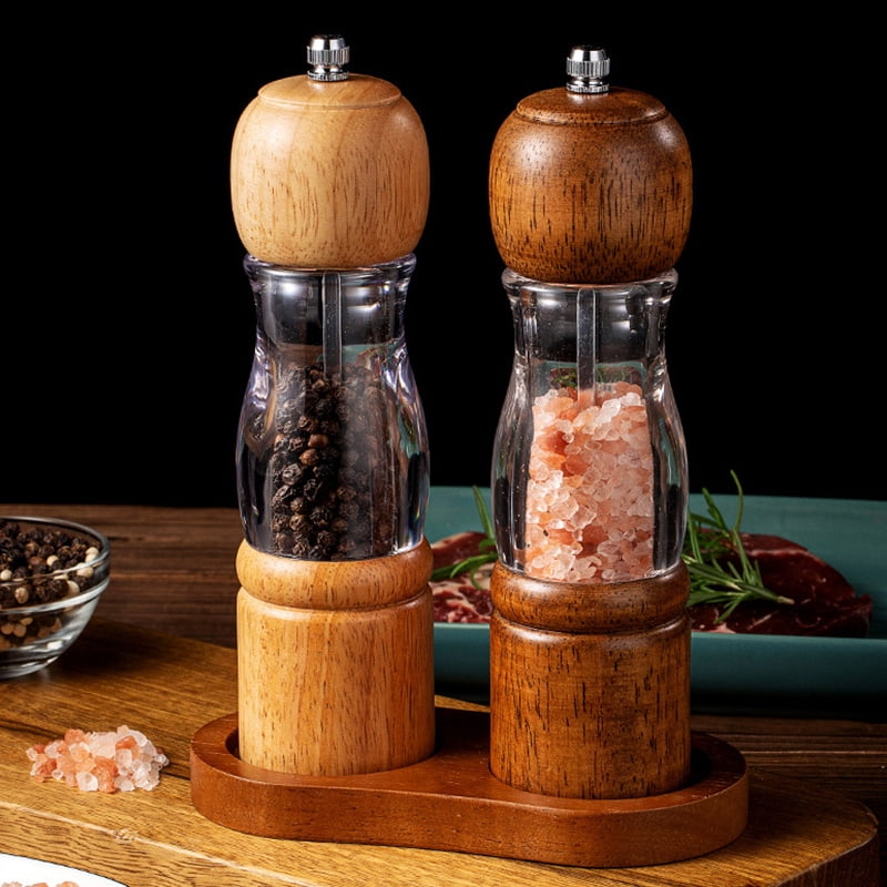 Wood Salt And Pepper Mill Manual Pepper Grinder Adjustable Ceramic Rotor Seasoning Spice Grinders Kitchen Cooking Tools