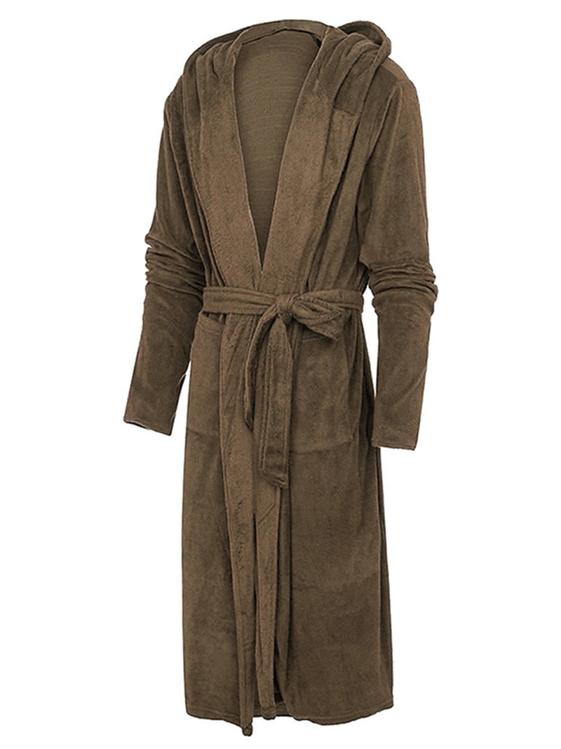 Frontwalk Mens Bath Robes Long Sleeve Wrap Robe Hooded Dressing Gown Winter Stitching Towelling Solid Color Nightwear Brown 2XL - Walmart.com Frontwalk Mens Bath Robes Long Sleeve Wrap Robe Hooded Dressing Gown Winter Stitching Towelling Solid Color Nightwear Brown 2XL - Walmart.com