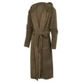 thumbnail image 4 of MAWCLOS Men Dressing Gown Long Sleeve Wrap Robe Hooded Bath Robes Mens Warm Towelling Lounge Nightwear Brown 2XL, 4 of 8