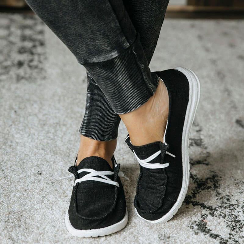 Women Lady Flat Shoes Loafers Lace Up 