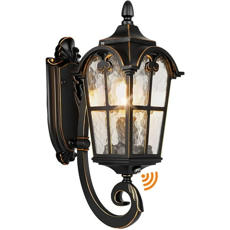 

Dusk to Dawn Black Roman Outdoor Post Light with Pier Mount Base Waterproof Pole Lantern Light Fixture Exterior Lamp Post Lantern Head with Clear Glass Panels for Garden Patio Pathway
