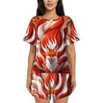 thumbnail image 1 of Balery Red Sun Flame Fox Conjunto de Pijama para Mujer con Estampado, Dos Piezas de Manga Corta y Shorts, Ropa de Dormir Suave con Cuello Redondo y Bolsillos-XX-Large, 1 of 6