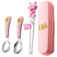 thumbnail image 1 of Utensilios para niños con estuche, juego de cubiertos para niños, juego de cubiertos de acero inoxidable para niños, mayor durabilidad, 1 of 1