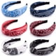 thumbnail image 1 of 6 piezas de diademas con nudo superior, diademas bohemias con estampado paisley, diademas vintage con nudo cruzado, diadema con nudo retorcido, diadema ancha para mujeres y niñas., 1 of 7