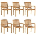 thumbnail image 2 of vidaXL Stacking Garden Chairs with Cushions 6 pcs Solid Teak Wood, 2 of 12