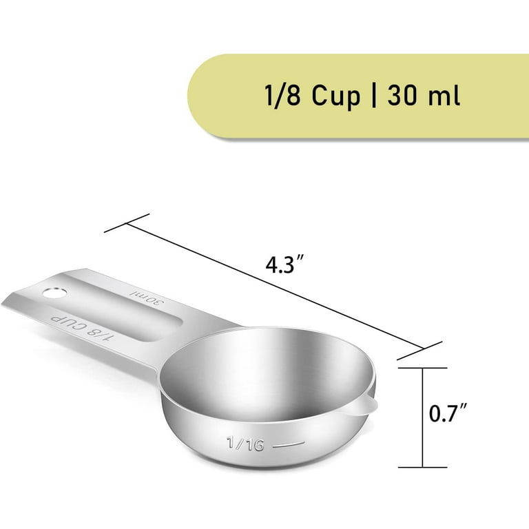 1/8 Cup (2 Tbsp | 30 ml | 30 CC | 1 oz) Measuring Cup, Stainless Steel Measuring Cups, Metal Measuring Cup, Kitchen Gadgets for Cooking