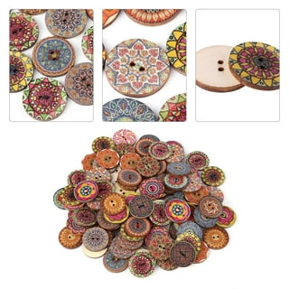 Buttons for Crafts, 100pcs Big Button Cute Large Decorative Buttons 1Inch  Flower Wood Buttons for Sewing 25mm