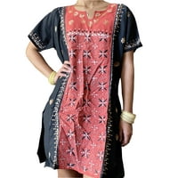 Mogul Women Tunic Blouse Cotton Red Black Embroidered Tunic Summer Boho Summer Ethnic Kurti M