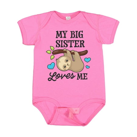 

Inktastic My Big Sister Loves Me with Sloth and Hearts Gift Baby Boy or Baby Girl Bodysuit