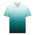 thumbnail image 4 of HOOMEUMY Men's Summer Gradient Color Golf Shirt Slim Fit Short Sleeve Lapel Button Up T-Shirts Tee Tops Green L, 4 of 6