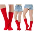 thumbnail image 3 of ToBeInStyle Pack of 3 Unisex Colorful One Size Fits Most Dress Crew Socks - Red, 3 of 8
