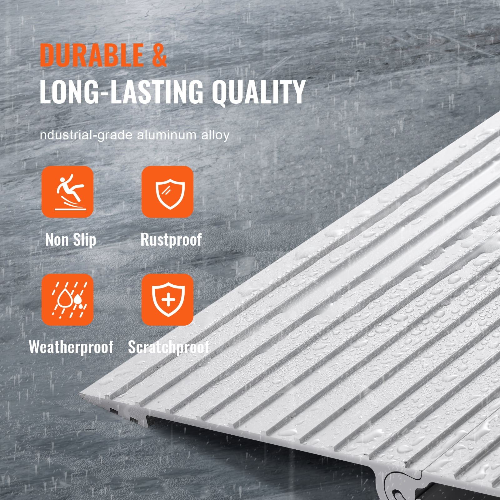 KFFKFF Aluminum Ramp, 1" High, 800 lbs Capacity, Wheelchair/Scooter Entry Solution, Adjustable for Easy Access, Power Chair Friendly, Modular for Doorways