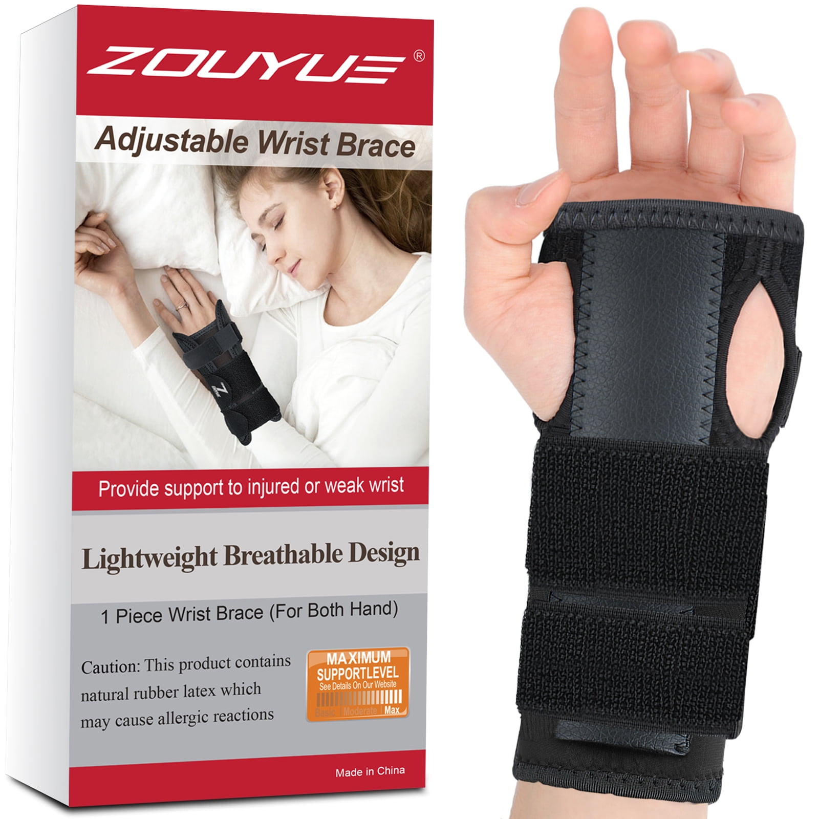 Wrist Brace with Removable Metal Wrist Splint for Carpal Tunnel Night Support,Right & Left Hand,M/L