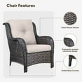thumbnail image 3 of Planntonneo Wicker Patio Chairs Set of 2, Outdoor Rattan Dining Chairs with Beige Cushions for Porch Balcony Backyard, 3 of 9