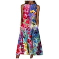 thumbnail image 1 of Leutsin Robe Longue Sans Manches pour Femmes, Col Rond, avec Poches, Grande Taille, Ample, 1 of 5