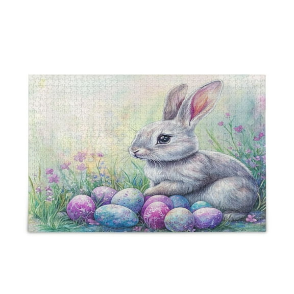 WOBOGO Easter Blue Bunny Puzzle Challenge 500 Piece Jigsaw Suitable for Game Night Finished Size 20.5 x 14.9in