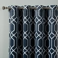 thumbnail image 4 of Quality Home Geometric Trellis Printed Room Darkening Curtains - Stainless Steel Nickel Grommets - Navy - 52"W x 84"L - (Set of 2 Panels), 4 of 4