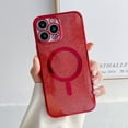 thumbnail image 1 of TECH CIRCLE for iPhone 12 6.1 Inch Ultra Slim Clear Electroplated Magnetic Attraction Case, Glitter Paper Biling Shockproof Cover Case for iPhone 12, Red, 1 of 6