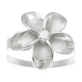 thumbnail image 3 of 925 sterling silver rhodium plated 15mm Hawaiian plumeria single flower cz ring size 9.5, 3 of 4