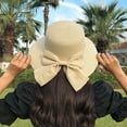 thumbnail image 6 of 56-60cm hat circumference women's straw hat sunshade sunscreen outdoor travel bow beach hat-Beige, 6 of 6