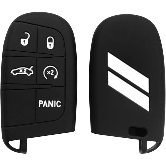 Key Fob Cover for Charger Challenger Durango Journey Dart, 5 Buttons Silicone Key Fob Case, Replacement Remote Control Key Fob Shell, Key Fob Skin Cover (White, 1PC)