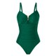 thumbnail image 3 of Traje de Baño de una Pieza para Mujer, con Control de Abdomen, Fruncido, con Recortes y Aros en U Verde Oscuro S, 3 of 7