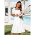 thumbnail image 5 of DARING DIVA Eyelet Square Neck Short Sleeve A Line Midi Dress S White, 5 of 8