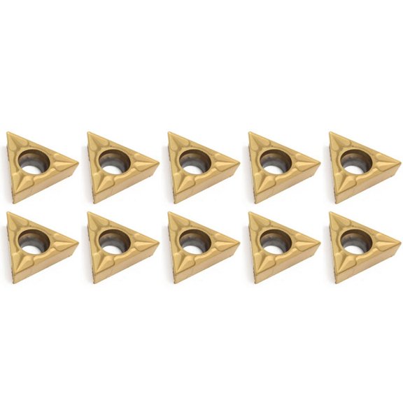 SENRISE 10Pcs TCMT16T304 Carbide Inserts Set Tungsten Steel for Finishing and Semi-Finishing Rough Machining Gold