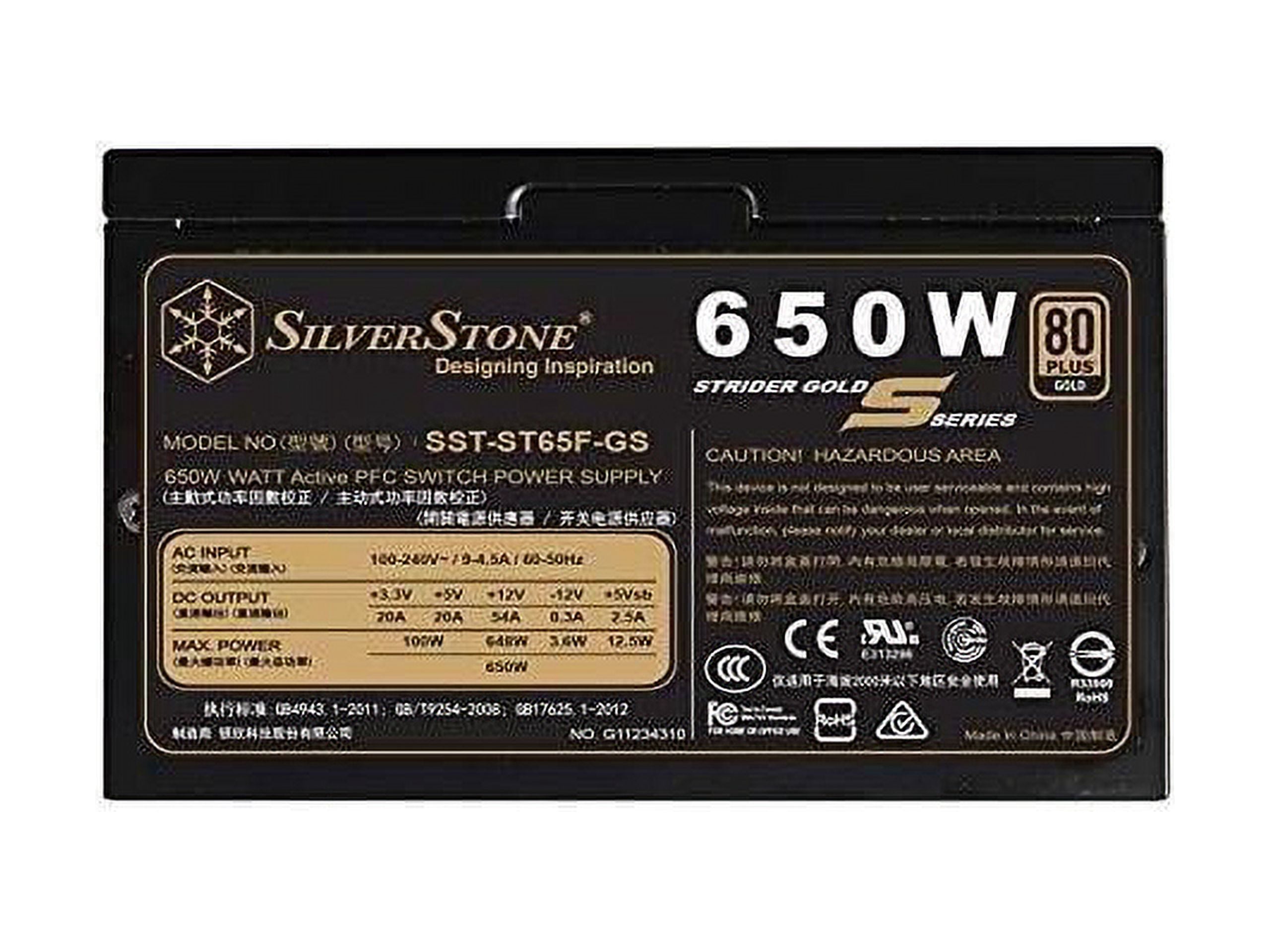 silverstone technology 650w computer power supply psu fully modular with 80 plus gold & 140mm design power supply (sst-st65f-gs)