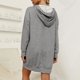 thumbnail image 4 of Vestido sudadera Manga larga Bolsillo Color puro Cuello en V Hasta la rodilla Vestido suéter informal para mujer Gris oscuro M, 4 of 6