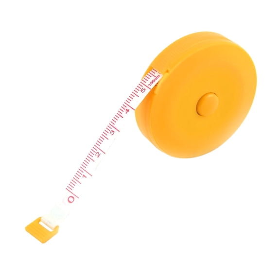 Unique Bargains Sewing Auxiliary Gadget Plastic Round Shape Cloth Tape Measure Ruler Yellow